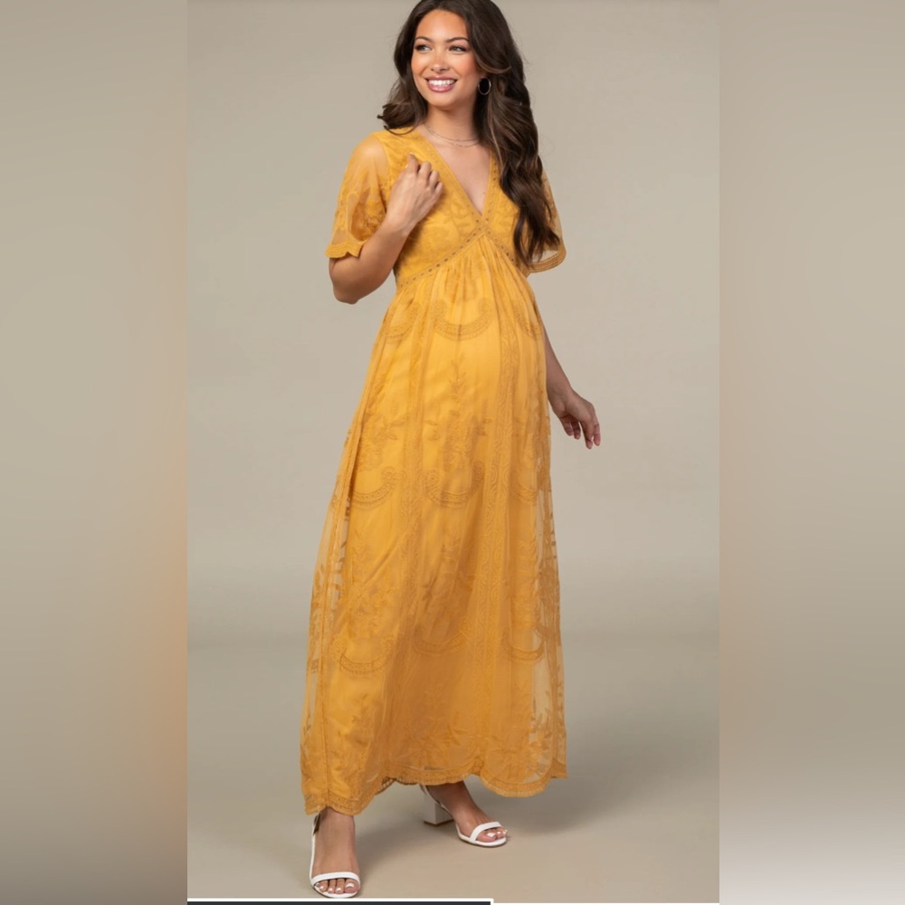 PinkBlush maternity maxi lace dress